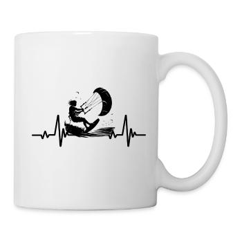 Kitesurfen - Battement de Coeur - Heartbeat - Tasse - Weiß - Rechts