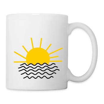 Rising sun over water - Mug - white - Right