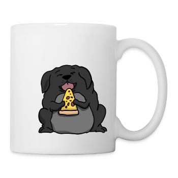 Fat Labrador Dog Eating Pizza Funny Comic Style - Mug - white - Right