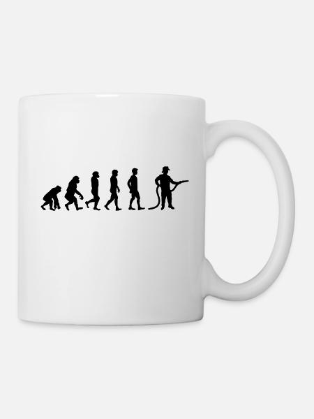 Evolution Feuerwehrmann schwarz - Tasse - Weiß