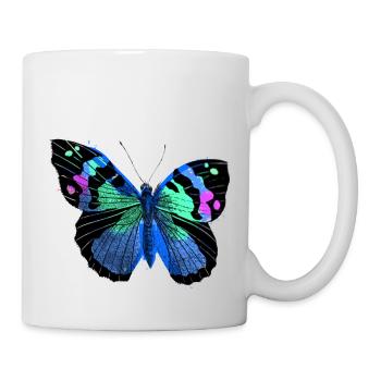 Butterfly, colorful, blue, illustration - Mug - white - Right