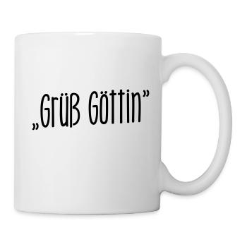 Greeting Goddess versus Greeting God - for strong women - Mug - white - Right