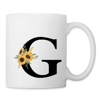 Lettre g floral tournesol - Mug blanc - blanc - Droite