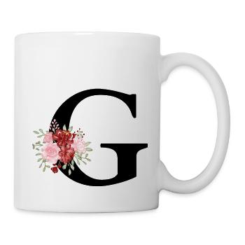 Roter Blumenbuchstabe G - Tasse - Weiß - Rechts