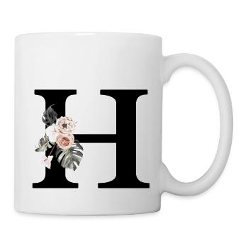 Tropischer Blumenbuchstabe H - Tasse - Weiß - Rechts
