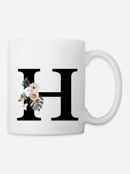 Tropischer Blumenbuchstabe H - Tasse - Weiß