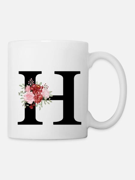 Roter Blumenbuchstabe H - Tasse - Weiß