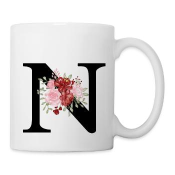 Red Floral Letter N - Mug - white - Right