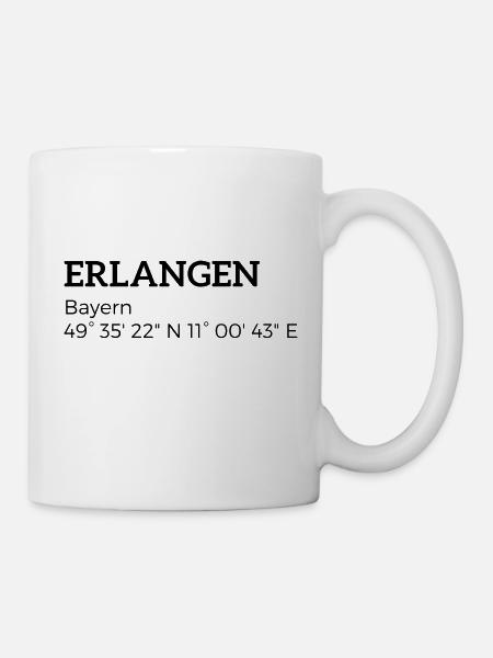 Erlangen Bayern Koordinaten - Tasse - Weiß