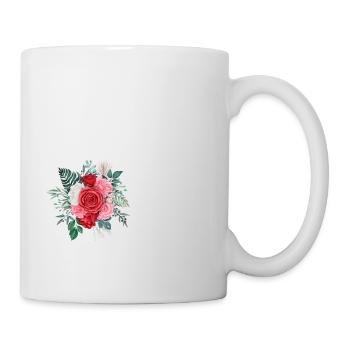 Roter floraler U-Buchstabe - Tasse - Weiß - Rechts