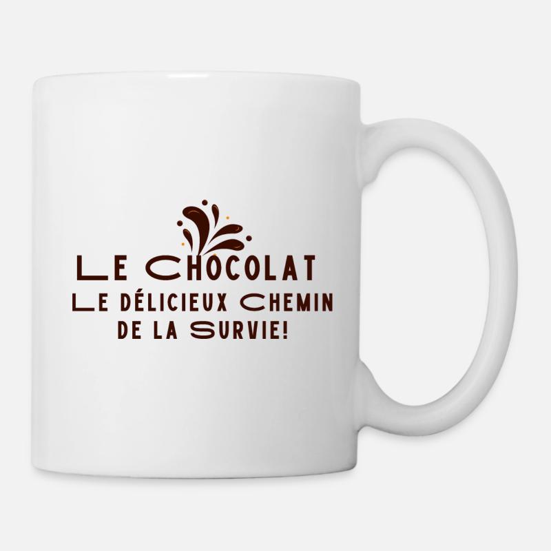 "Le chocolat le délicieux chemin de la survie" - Mug blanc - blanc