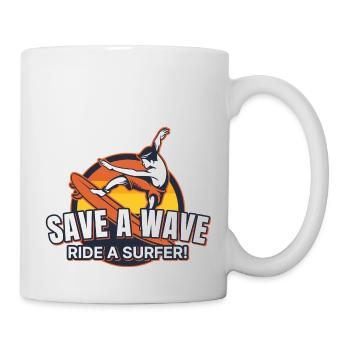 Save a wave ride surfer surflife - Mug - white - Right