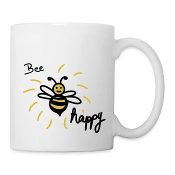 Bee happy - Tasse - Weiß - Rechts