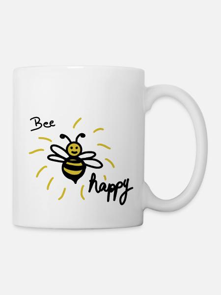 Bee happy - Tasse - Weiß