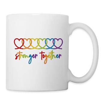 Rainbow Hearts Plus forts ensemble Mois de la fierté - Mug blanc - blanc - Droite
