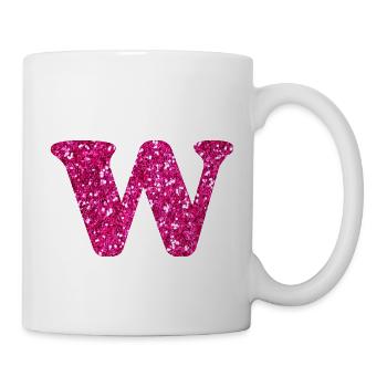 Glitzer rosa Buchstabe w - Tasse - Weiß - Rechts