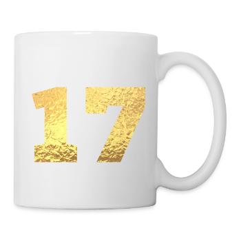 Numéro 17 paillettes doré - 17e anniversaire - Mug blanc - blanc - Droite