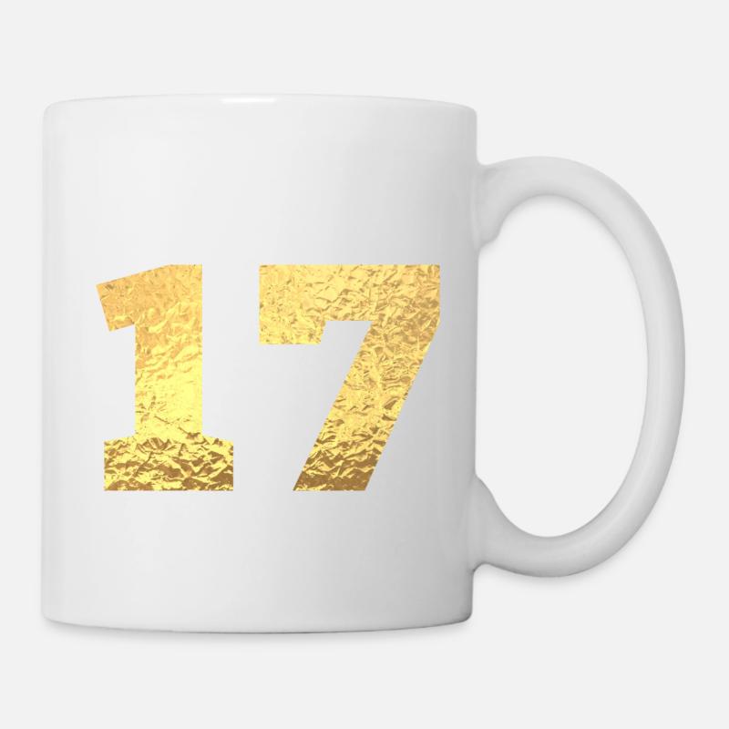 Numéro 17 paillettes doré - 17e anniversaire - Mug blanc - blanc