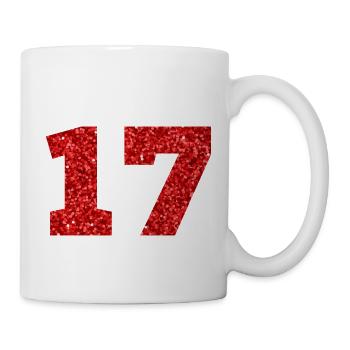 Number 17 Red Glitter - 17th Anniversary - Mug - white - Right