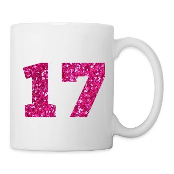 Nummer 17 Pink Glitter - 17. Geburtstag - Tasse - Weiß - Rechts