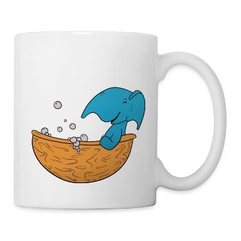 Elefant Baden - Tasse - Weiß - Rechts