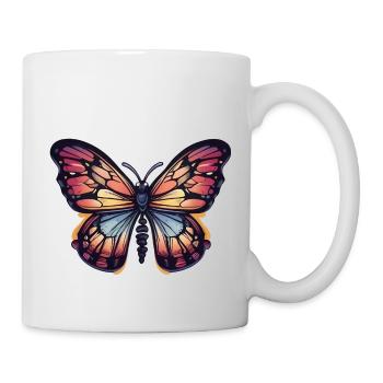 Bunter Schmetterling - Tasse - Weiß - Rechts
