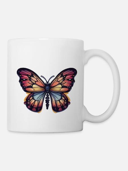 Bunter Schmetterling - Tasse - Weiß