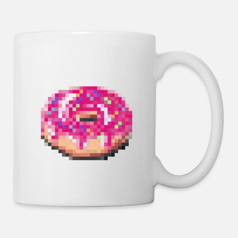 Donut touch me white funny pixel - Mug - white