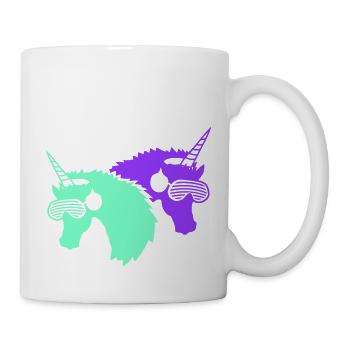 2 Coole DJ Einhörner Zwei Team Party Club Musik - Tasse - Weiß - Rechts