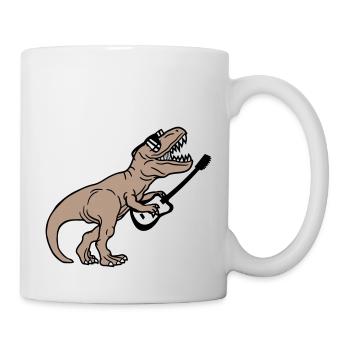 DJ Dino T-Rex Dinosaurier Gitarre Spielen Party - Tasse - Weiß - Rechts