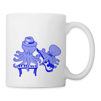 2 Kraken Gitarre Keyboard Oktopus Tintenfisch Team - Tasse - Weiß - Rechts