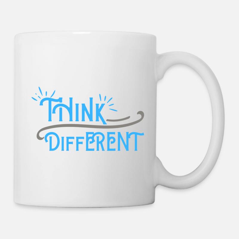 Think Differnet Blue Grey Design - Mug blanc - blanc