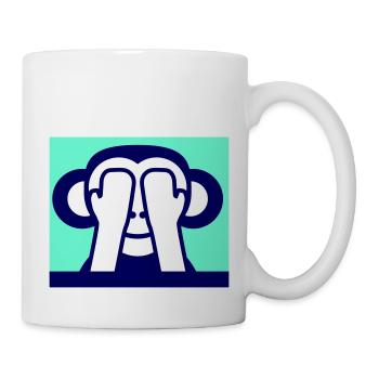 3 Weise Affen Nichts Sehen Hält Augen Zu Versteckt - Tasse - Weiß - Rechts