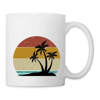 Coucher de soleil palmiers cocotiers été - Mug blanc - blanc - Droite