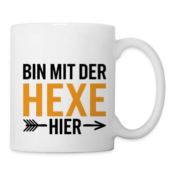 Bin mit der Hexe Funny Halloween - Tasse - Weiß - Rechts