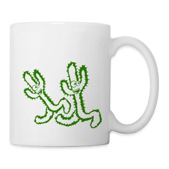 2 Kakteen Rennen Glücklich Beine Laufen Schnell - Tasse - Weiß - Rechts