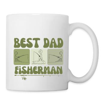 Best Dad Fisherman – Earthy Stickman Fishing - Mug - white - Right