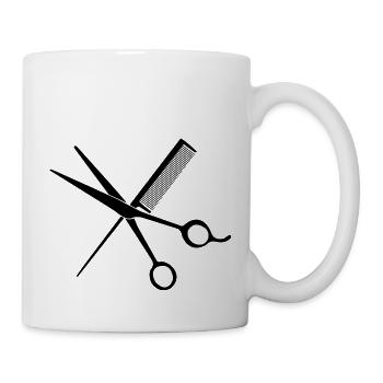 T-shirt de coiffeur élégant : ciseaux et peigne - Mug blanc - blanc - Droite