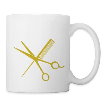 T-shirt de coiffeur élégant : ciseaux et peigne - Mug blanc - blanc - Droite