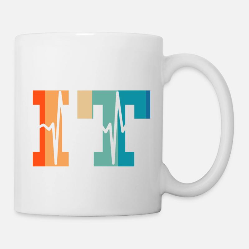 Battement de cœur rétro information technology - Mug blanc - blanc