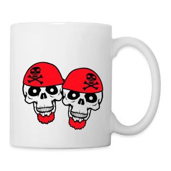 2 Crâne de pirate Squelette Crâne Équipe d’Halloween - Mug blanc - blanc - Droite