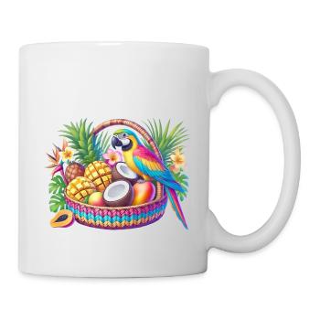 Fruit basket with parrot - Mug - white - Right