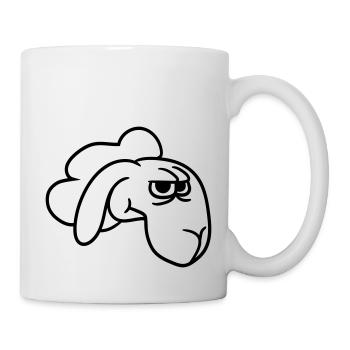Sheep looks skeptical, critical, suspicious stares - Mug - white - Right