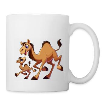 Mère chameau avec enfant gambadant - Mug blanc - blanc - Droite