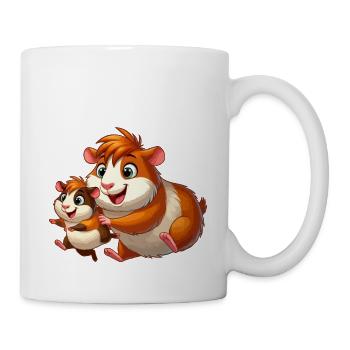 Cochon d’Inde mère et enfant gambadant - Mug blanc - blanc - Droite