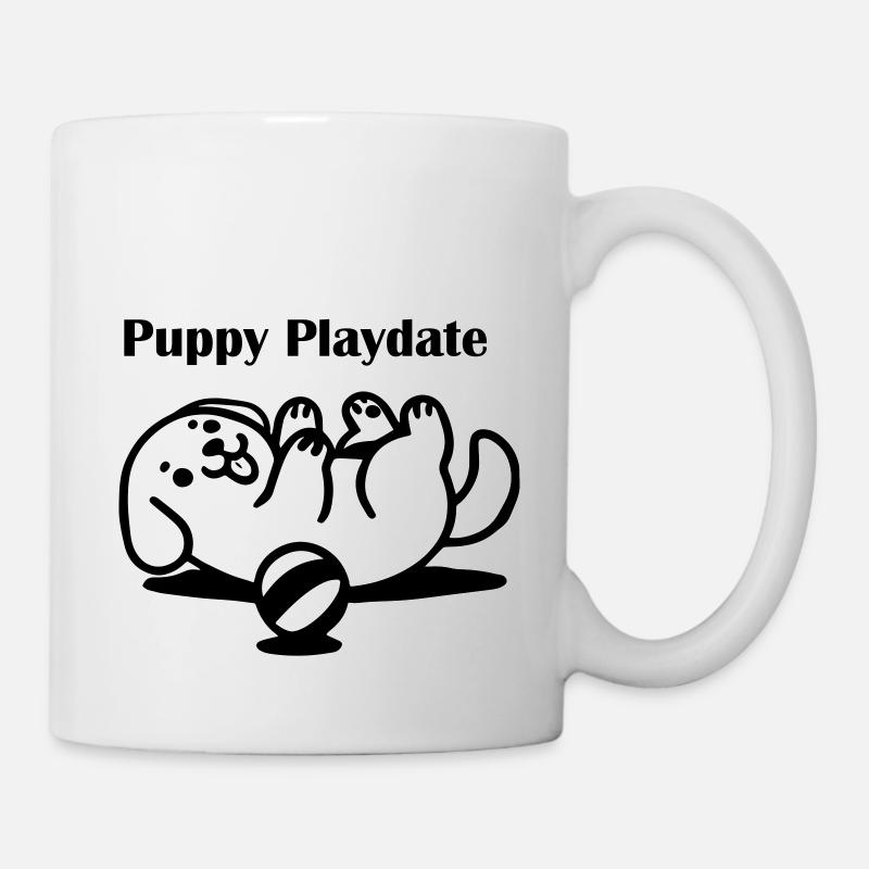 Chiot jouant avec la balle - Puppy Playdate Design - Mug blanc - blanc