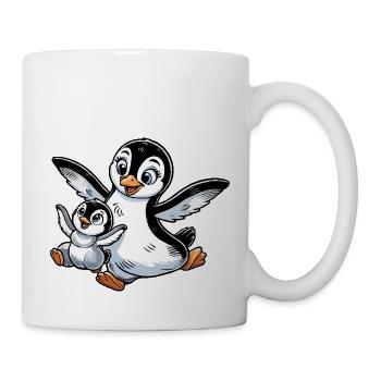 Penguin mother and child frolicking - Mug - white - Right