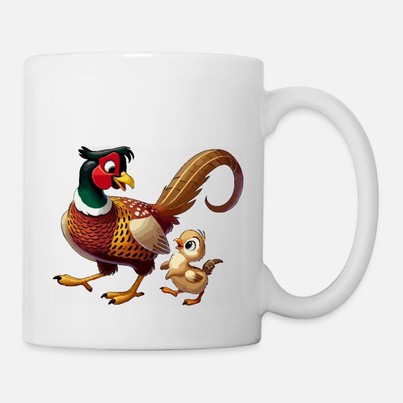 Fasanenmännchen mit Kind - Tasse - Weiß