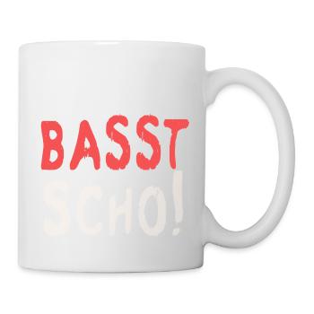 Basst scho rot baige text - Tasse - Weiß - Rechts