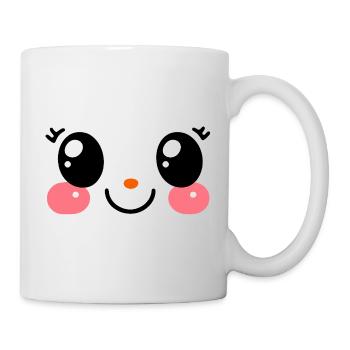 cute face, kawaii manga fan eyes, chibi - Mug - white - Right